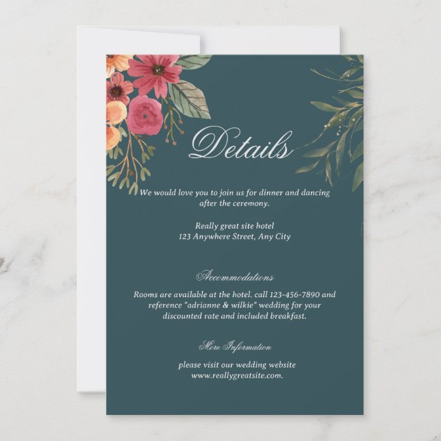 Emerald Green Wedding Details Enclosure Card Einladung (Vorderseite)