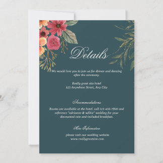 Emerald Green Wedding Details Enclosure Card Einladung
