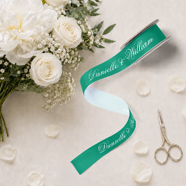 Emerald Green Wedding Elegante Script Kalligraphie Satinband