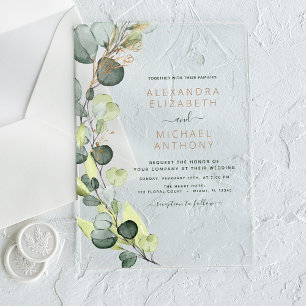 Emerald Green Wedding Eucalyptus Greenery Elegant Acryleinladungen