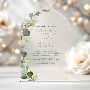 Emerald Green Wedding Eucalyptus Greenery Elegant Acryleinladungen