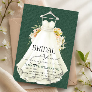 Emerald Green Wedding Gown Dress Brautparty Einladung