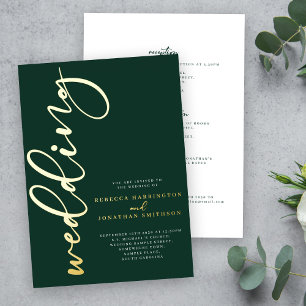 Emerald Green Wedding Minimal Gold Folieneinladung