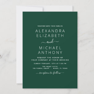 Emerald Green Wedding Modern Typografy Einladung