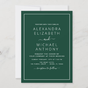 Emerald Green Wedding Modern Typografy Einladung