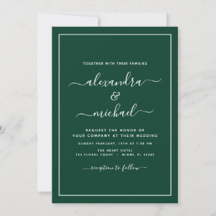 Emerald Green Wedding Modern Typografy Einladung
