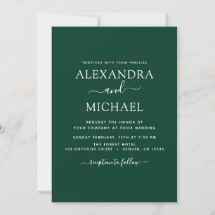 Emerald Green Wedding Modern Typografy Einladung