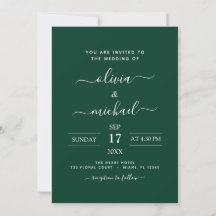 Emerald Green Wedding Modern Typografy Einladung