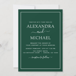 Emerald Green Wedding Modern Typografy Einladung