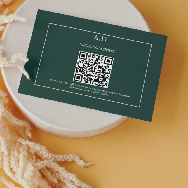 Emerald Green Wedding Qr Code Wedding Begleitkarte (Von Creator hochgeladen)