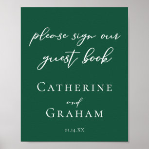 Emerald Green Wedding Sign Our Guest Book Poster
