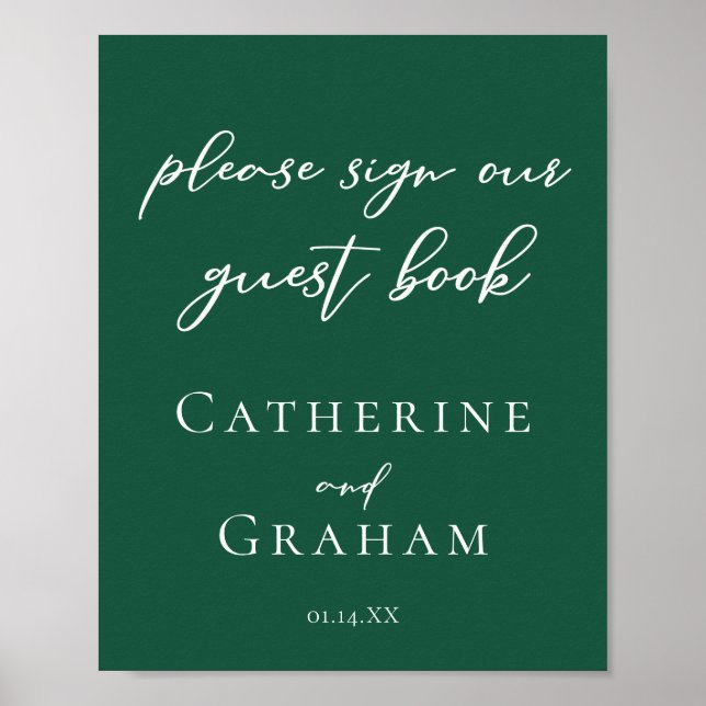 Emerald Green Wedding Sign Our Guest Book Poster (Vorne)
