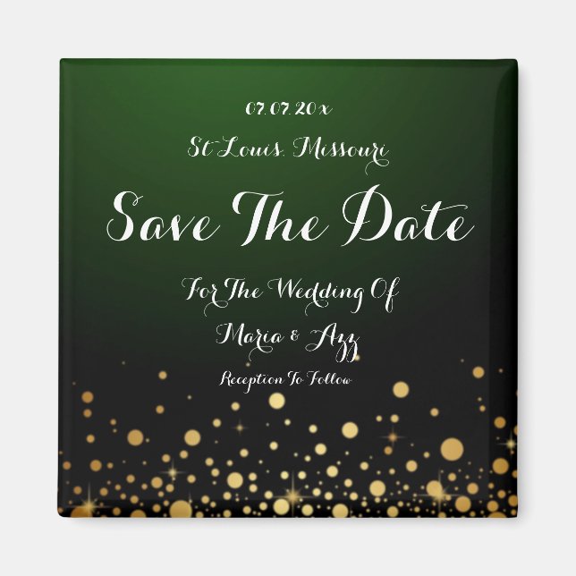 Emerald Green Wedding speichert das Date Magnet (Vorne)