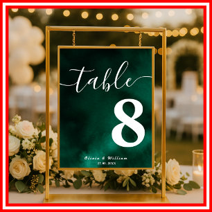 Emerald Green Wedding Tischnummer Poster