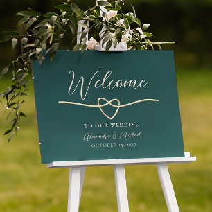 Emerald Green Wedding Welcome Sign Poster