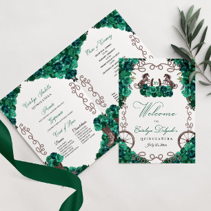 Emerald Green Western Charro Quinceañera Programm