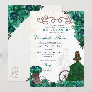 Emerald Green Western Princess Charra Quinceañera Einladung