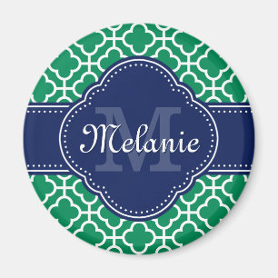 Emerald Green Whart marokkanisches Pattern Navy Mo Magnet