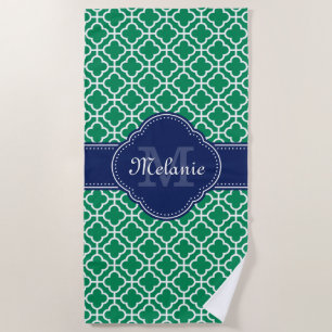 Emerald Green Whart marokkanisches Pattern Navy Mo Strandtuch