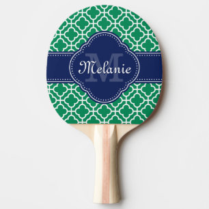 Emerald Green Whart marokkanisches Pattern Navy Mo Tischtennis Schläger