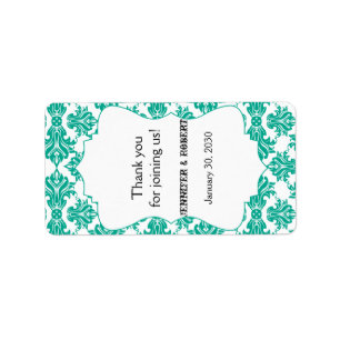 Emerald Green White Damask Wedellip Balm Label Adressaufkleber