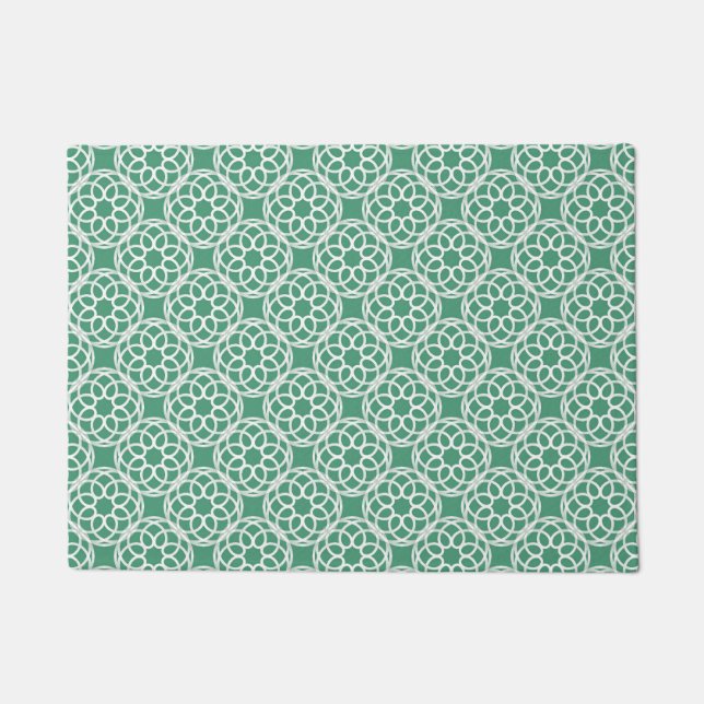 Emerald Green White Geometric Seamless Muster Fußmatte (Vorderseite)