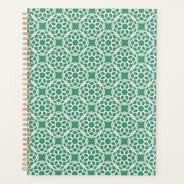 Emerald Green White Geometric Seamless Muster Planer (Vorderseite)