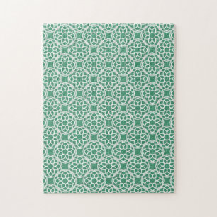 Emerald Green White Geometric Seamless Muster Puzzle