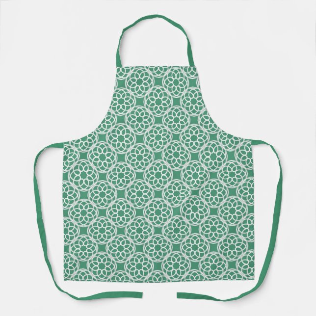 Emerald Green White Geometric Seamless Muster Schürze (Vorderseite)