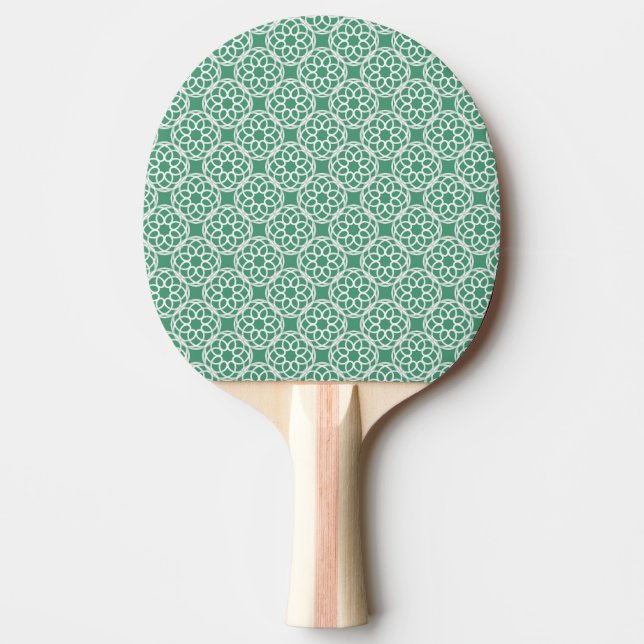 Emerald Green White Geometric Seamless Muster Tischtennis Schläger (Vorderseite)