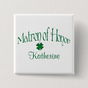 Emerald Green, White Kleeblatt Matron of Honor But Button