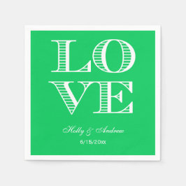 Emerald Green, White LIEBE Napkins Serviette