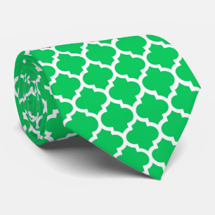 Emerald Green White marokkanische Quatrefolienmust Krawatte