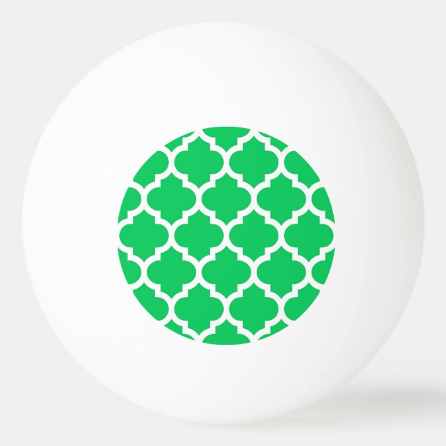 Emerald Green White marokkanische Quatrefolienmust Tischtennisball (Vorderseite)