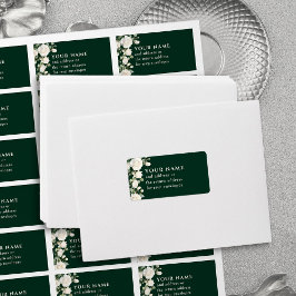 Emerald Green White Roses UAWG Envelope-Adresse Adressaufkleber