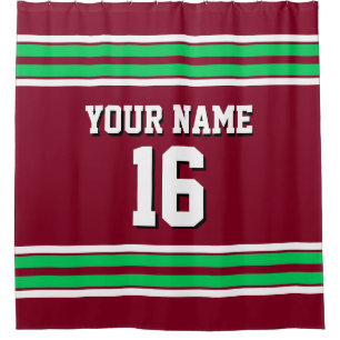 Emerald Green White Stripes Sports Jersey Duschvorhang