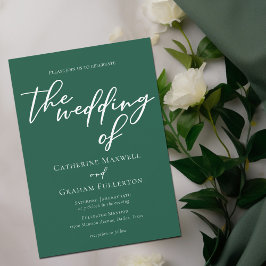 Emerald Green White Typografy Simple Wedding Einladung