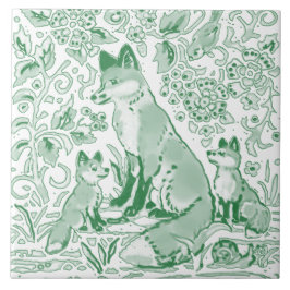 Emerald Green White Woodland Niedlich Fox faszinie Fliese