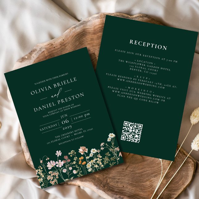 Emerald Green Wildblume All in One Wedding Einladung (Von Creator hochgeladen)