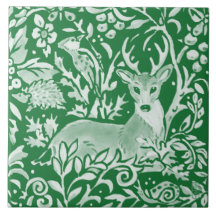 Emerald Green Woodland Animal Hirsche Igel Floral
