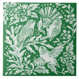 Emerald Green Woodland Bird Kunstmuseum Fliese