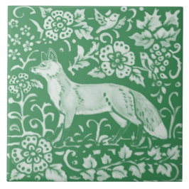Emerald Green Woodland Niedlich Fox Intricated Flo Fliese