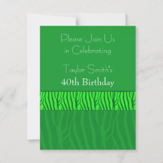 Emerald Green Zebra Muster Geburtstagseinladung Einladung