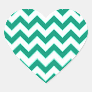 Emerald Green Zickzack Pattern Heart Wedding Siege Herz-Aufkleber