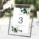 Emerald Greenery 12x18" Tischnummer<br><div class="desc">Diese smaragdgrüne 12x18" Tischnummer ist perfekt für eine Hochzeit. Das elegante und dennoch rustikale Design besticht durch stimmungsvolle, dunkelgrüne Blätter und Eukalyptus mit einem modernen böhmischen Waldgefühl. Die Karte druckt auf der Vorder- und Rückseite (beidseitig). Die Artikel werden genau so gedruckt, wie sie auf dem Bildschirm erscheinen, wenn Sie sie...</div>