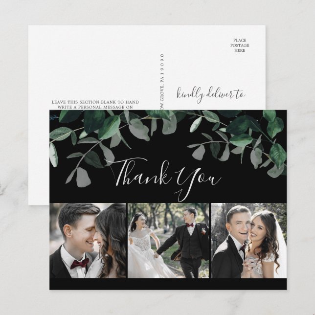 Emerald Greenery Black 3 Foto Vielen Dank Postcard Postkarte (Vorne/Hinten)