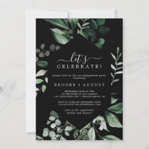 Emerald Greenery Black Let's Celebrate Einladung