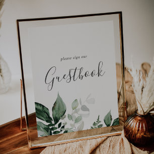Emerald Greenery Botanical Wedding Gästebuchunters Poster