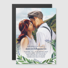 Emerald Greenery Custom Foto Wedding Magneteinladung