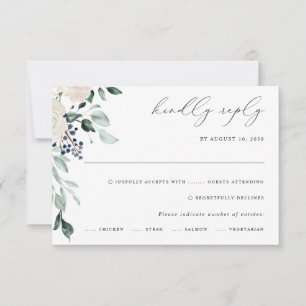 Emerald Greenery Elegant Wedding RSVP Karte